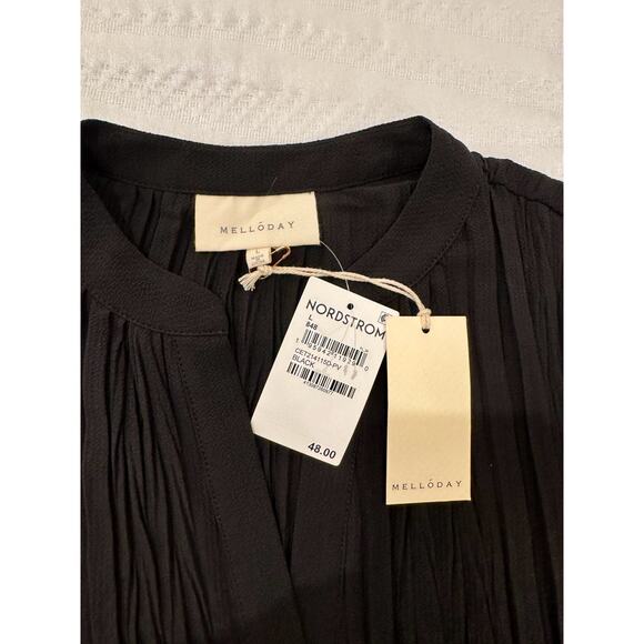 Melloday Twist Pleat Textured Blouse Dolman Sleeves Women’s Large NWT Minimalist - Picture 10 of 14